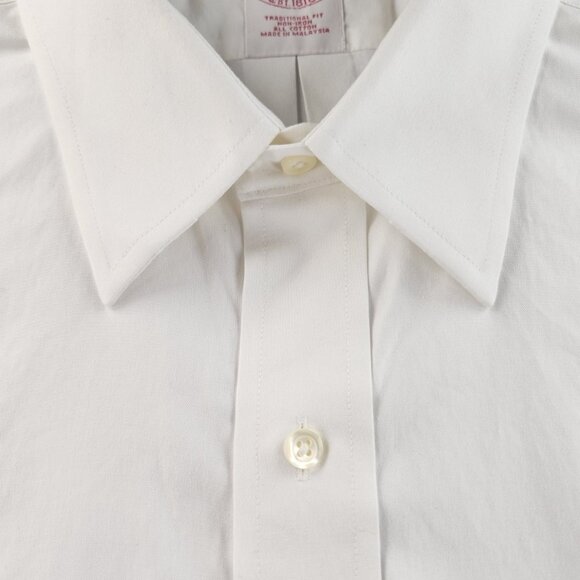 Brooks Brothers All Cotton Point 17 33 Traditional Non-Iron White Button Up Men - Picture 6 of 16